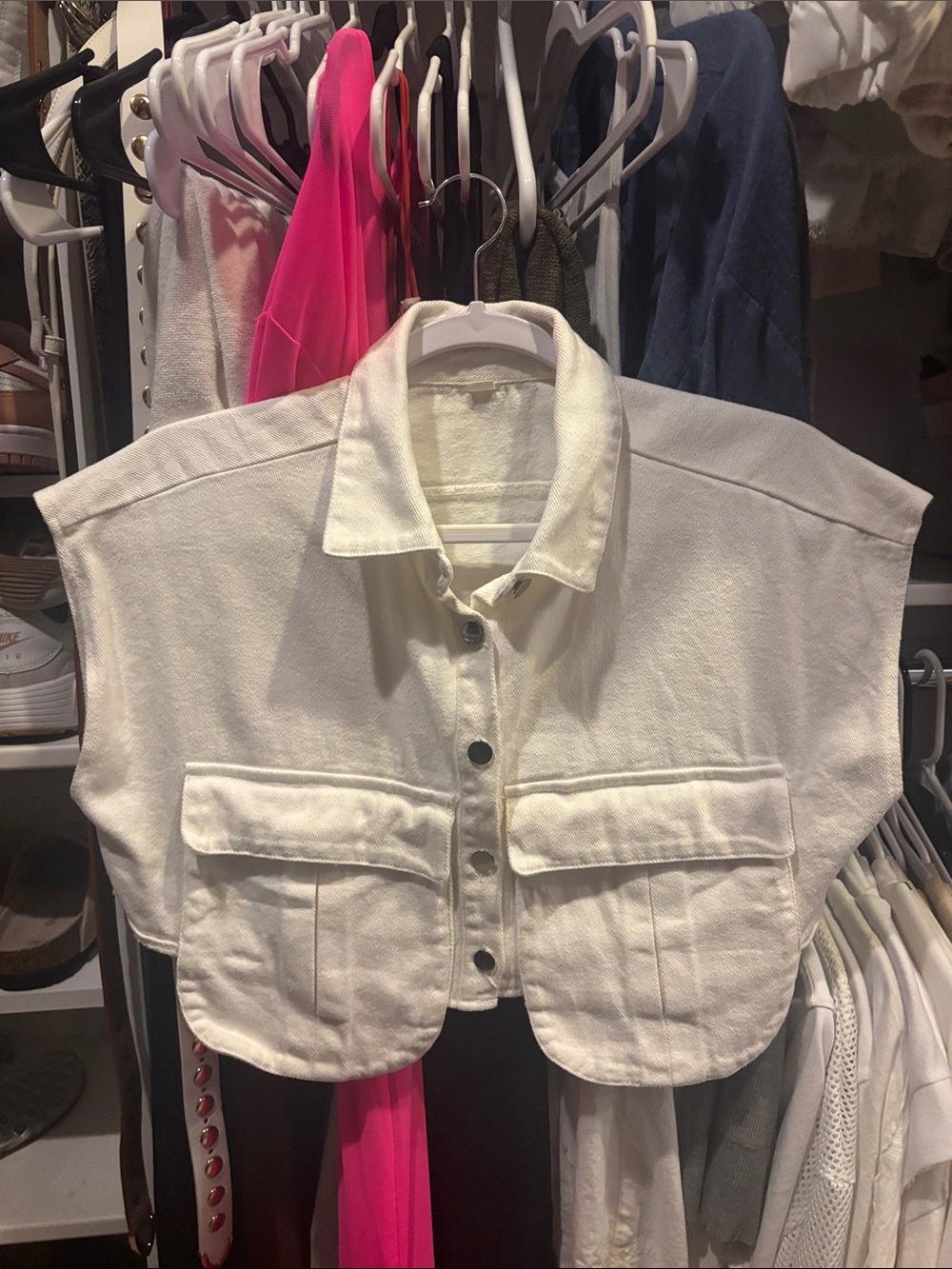 Classic Cropped Utility Jacket - White